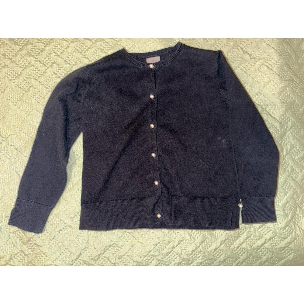 Zara girl's black cardigan with pearl buttons size 6